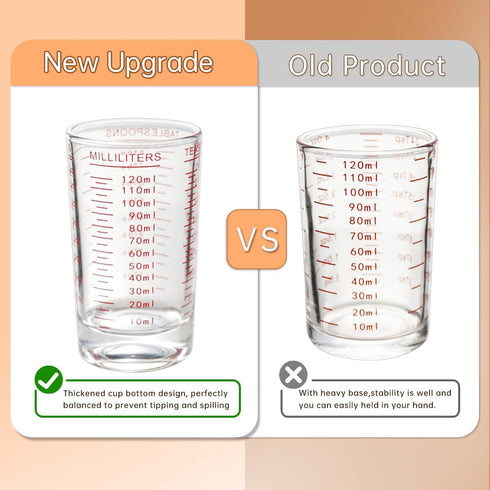 BCnmviku Measuring Cup Shot Glass 4 Ounce/120ML Liquid Heavy High Espresso Glass Cup Black Line (1, Red)...