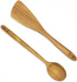 FAAY 12.5 Inch Wood Utensil Set (2 PCS), Teak Wooden Right Hand Spatula & Flat Spoon, 100% Natural from High Moist Resistance Teak Wood, Healthy W...