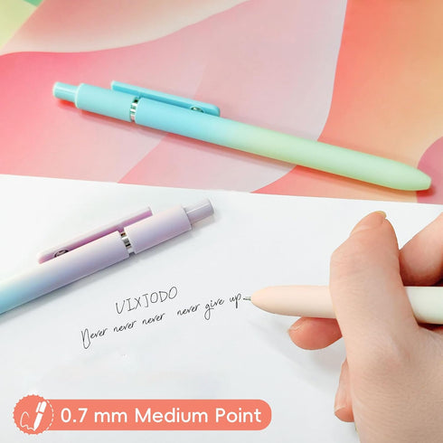 Gel Pens, 10 Pcs Black Ink Pens for Women, 0.7mm Medium Point Smooth Writing Pens with Silicone Grip, High-End Series Metal Clip Retractable Pens ...