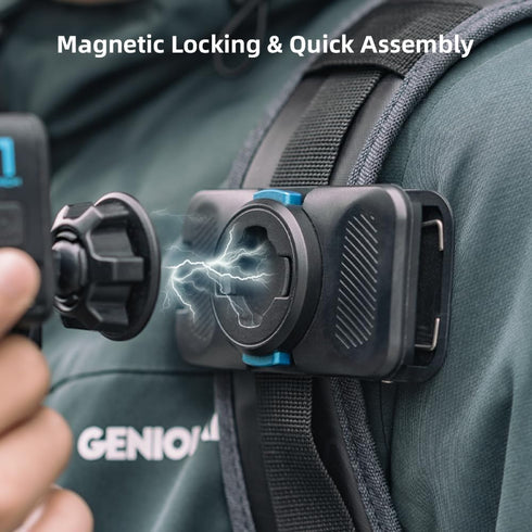 SUREWO 360° Rotation Magnetic Quick Release Backpack Clip Mount Compatible with Gopro Hero 12,11,9,8,7,6,5,DJI Action 4/3 and More...