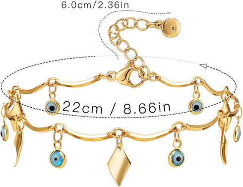 Gold Evil Eye Ankle Bracelets for Women,Turquoise Turkish Eye Anklet Bracelet,Boho Anklet,Beach Anklet Chain,Beads Beach Foot Chain Jewelry for Wo...