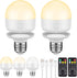 SCOPOW 2Packs E26 Rechargeable Light Bulbs with Remote Control Timer and 3 Color Temperature 350LM Magnetically Battery Operated Light Bulbs Dimme...