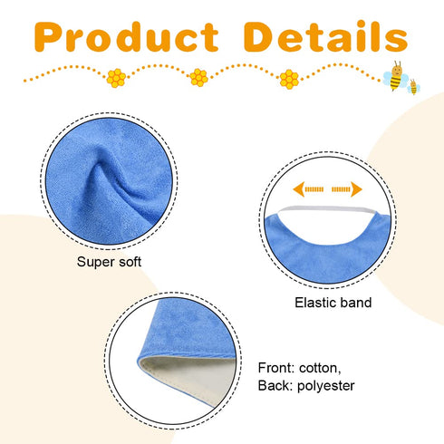 Vicloon Baby Bibs, 5PCS Terry Bib Set, Baby Bibs for Boys, Girls, Terry Drool Cotton Bibs Waterproof protection, Adjustable Elastic Strap, Baby Ba...