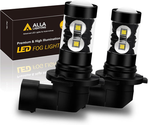 Alla Lighting 2400 Lumens 9006 HB4 LED Fog Lights Bulbs, 6000K Xenon White Super Bright Fog Lamps Replacement for Cars, Trucks...