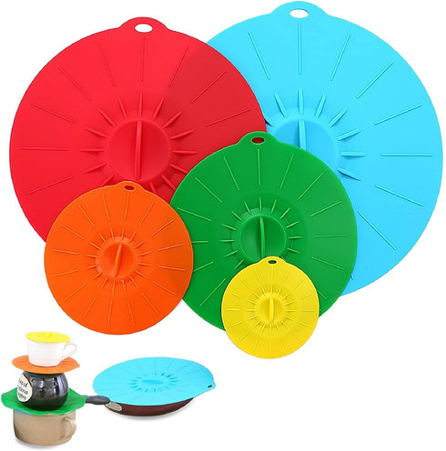 Adpartner Silicone Microwave Cover, 5 Pack Heat Resistant Silicone Lids Reusable Silicone Covers for Food Storage, BPA-Free Silicone Cooking Cover...