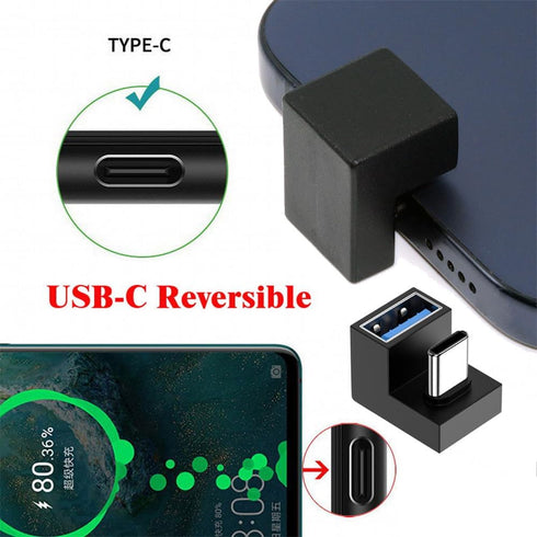 xiwai 180 Degree Up & Down Angled Type-C USB-C OTG to USB 3.0 Female Extension Adapter for Cell Phone & Tablet...