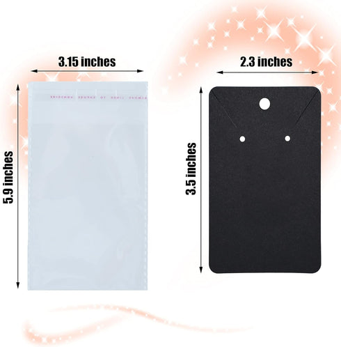 120 Set Earring Holder Cards Necklace Display Cards with 120 Pcs Self Sealing Bags and 240 Pcs Earring Backs for Earring Necklace Display(3.5 x 2....