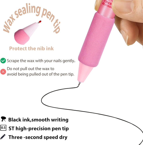 Retractable Ballpoint pens, Fine Point(0.5mm), Black Ink, 4-Count Pack, Cute Sekura pens for School Office Supplies (Pink(4-count))...