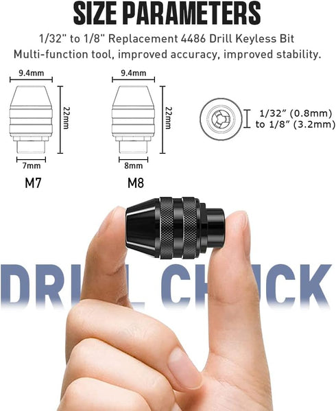 Drill Chuck Collet Set, 28 Pcs Chuck Collet Kit?1/32" - 1/8" ?Replacement 4486 Drill Keyless Bit Chuck Shank Rotary Tool Quick Change Adapter with...