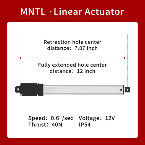 Stroke 125mm 40N IP54 Stroke 4.92" Force 8.81 lbs High-Speed 0.6"/sec Linear Actuator 12v Linear Motion actuators Linear servo for Fan Blades Cabi...