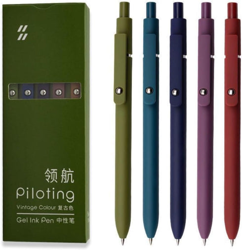 Smooth Writing Pens Aesthetic Pens Retractable Quick Dry Gel Ink Pens Fine Point 0.5mm Black Ink Gel Pens for Office School 5pcs Vintage Pens...