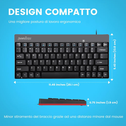 Perixx PERIBOARD-422 Wired USB-C Mini Keyboard, USB Type C Connector, Black, US English Layout...