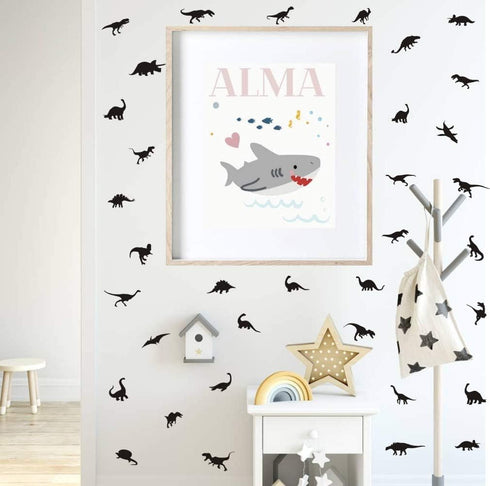 TOARTi Black Dinosaur Wall Decal Minimalist Animals Vinyl Dinosaur Wall Sticker for Baby Boy Room Decoration (35pcs)...