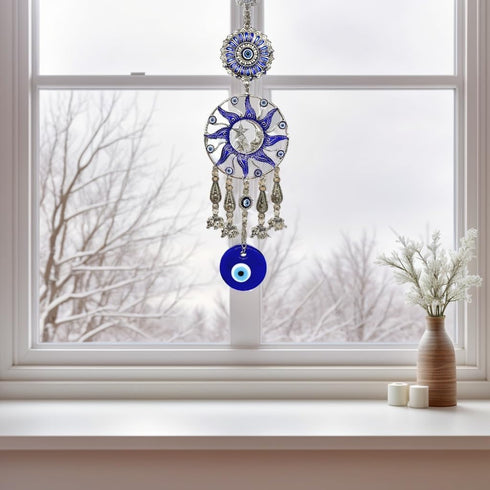 Turkish Blue Evil Eye Protective Wall Hanging Decor Amulet Ornament -CL17...