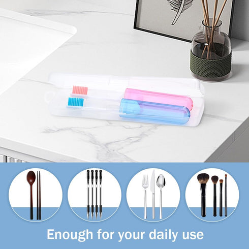 2pcs Travel Toothbrush Holder,Toothbrush Travel Case,Toothbrush Case,Reusable Clear Storage Case Portable Plastic Toothbrush Box with Inner Card S...