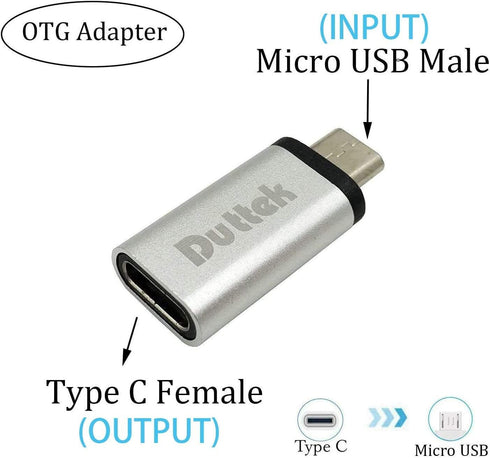Duttek USB-C to Micro USB Adapter, 480Mbps, OTG Compatible, for FLIR One Pro, Huawei Y7/Y6/P Smart/P8 Lite and Smartphones, Tablets...