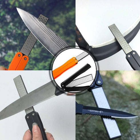 Diamond Knife sharpener Pocket Sharpening Stone #400/600 Double Sides Folding Portable Orange - 1pcs...