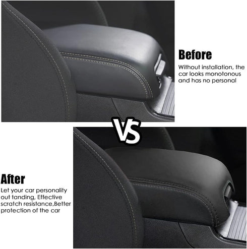 sportuli Center Console Cover Anti-Scratch Leather Armrest Cover Replace for 2011-2023 2024 Dodge Charger Chrysler 300 300C (Black Stitches)...