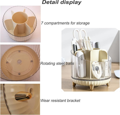 Rotating Pencil Holder, Desk Organizer with Multi-Compartment Design-Stylish, Functional Storage Solution for Home Offices, Classroom, Art Supplie...