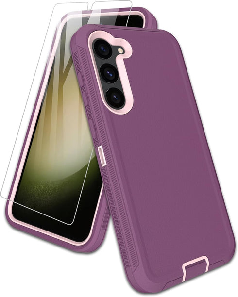 for Samsung Galaxy S23-Plus Case, with Screen Protector, Dust-Proof Port Cover, Full-Body Silicone Rubber Phone Case, Military Grade Drop-Proof Sh...