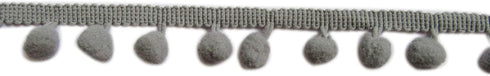 YCRAFT One Roll 18 Yards Ball Fringe 7/8" Wide Pom Pom Trim Ribbon Sewing-Grey...