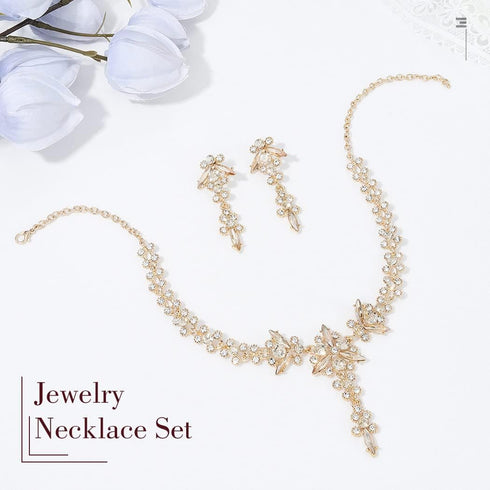 Unicra Bride Necklace Earrings Set Crystal Bridal Wedding Jewelry Sets Rhinestone Choker Necklace Prom Costume Jewelry for Women and Brides...