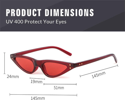 GIFIORE Retro Small Cat Eye Sunglasses Y2K Tinted Colored Lense Black Skinny Tiny Sun Glasses...