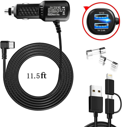 Dash Cam Charger 2024 Upgraded USB-C Car Charger with Dual USB Port Compatible with, Rexing, Byakov, AKASO, Crosstour, Trekpow, Pruveeo, OldShark,...