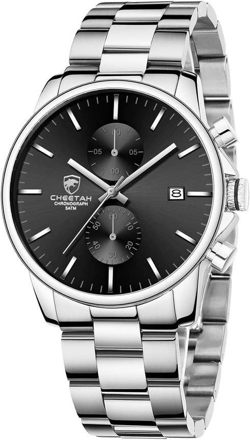 GOLDEN HOUR Fashion Business Mens Watches with Stainless Steel Waterproof Chronograph Quartz Watch for Men, Auto Date...