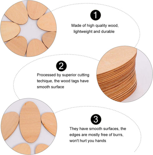 20pcs Unfinished Wood Cutouts - Oval & Round Shapes for DIY Crafts, Wedding, Christmas Ornaments & Gifts...