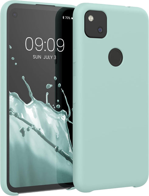 kwmobile Case Compatible with Google Pixel 4a Case - TPU Silicone Phone Cover with Soft Finish - Mint Matte...