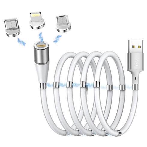 AICase Magnetic Charging Cable, Super Organized Retractable Fast Charging Cable,3 in 1 Self Winding Phone Cable with Data Transmission, Cable for ...