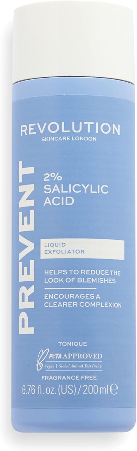 Revolution Skincare 2% Salicylic Acid Tonic, Fights Blemishes & Breakouts, Exfoliator for Fresh and Glowing Skin, Vegan & Cruelty-Free, 6.76 Fl Oz...