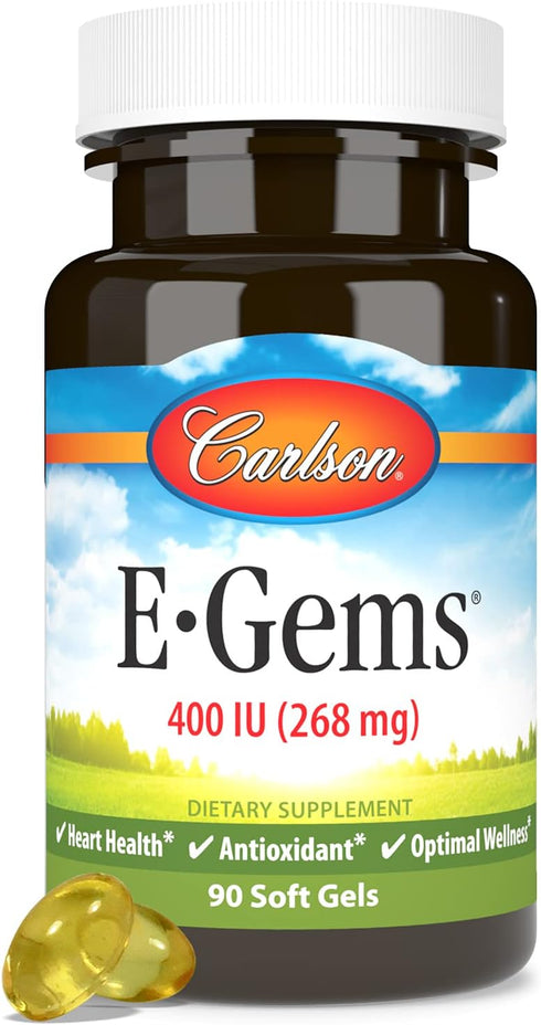 Carlson- E-Gems, 400 IU (268 mg), Heart Health & Optimal Wellness, Antioxidant, 90 soft gels...
