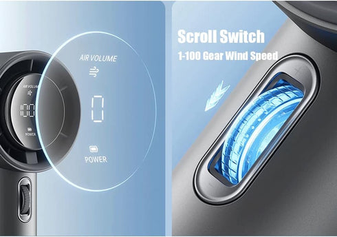 Portable Handheld Fan 1-100 Speeds Adjustable Turbo Personal Fan with Memory Function 4200mAh Battery Operated Fan Cooling Fan Digital Display for...