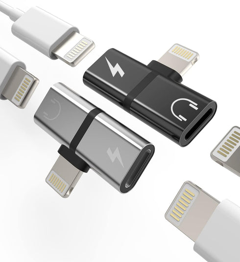 Headphone Adapter for Iphone(2pack)Adaptador para Splitter Audio and Charge Charger Dual Lightning Earphone 2 in 1 Dongle Jack Earbud Cable Compat...