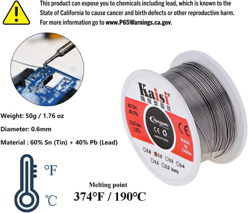 Portable Solder Tip Cleaner Metal Base Station Copper Cleaning Ball + 60-40 Tin Lead Rosin Core Solder Wire Reel + Solder Rosin Flux Paste 3-in-1 ...
