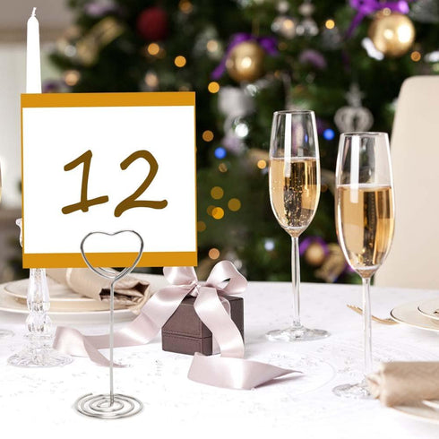 Table Number Card Holders Place Card Holder, 25 Pack Picture Holders for Tables, Heart Shape Photo Number Stands Menu Paper Card Clips for Wedding...