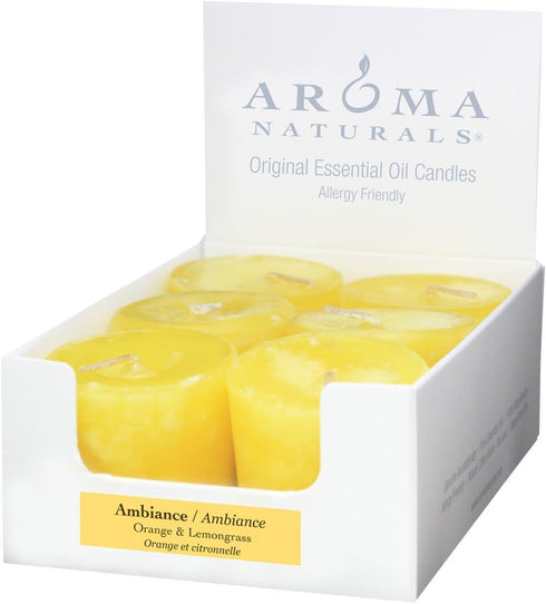 Aroma Naturals Ambiance Votive Candle, Yellow/Orange/Lemongrass, 6 Count...