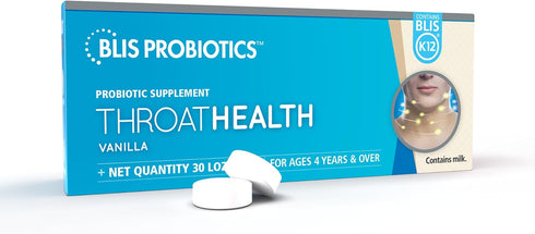 BLIS Probiotics ThroatHealth Oral Probiotics k12 2.5 Billion Cfu, Throat Immunity Support & Oral Health for Adults & Kids, Sugar-Free Lozenges (30...