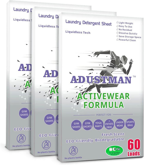Active Wear Laundry Detergent Sheets Fresh Breeze 180 load 3 Pack Liquid-less Tech Earth-friendly...