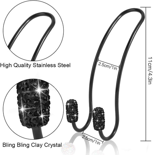 OTOSTAR 2 Pack Car Headrest Hooks Bling Handmade Crystal Multifunctional Car Back Seat Headrest Hangers Strong and Durable Auto Hooks Organizer Un...