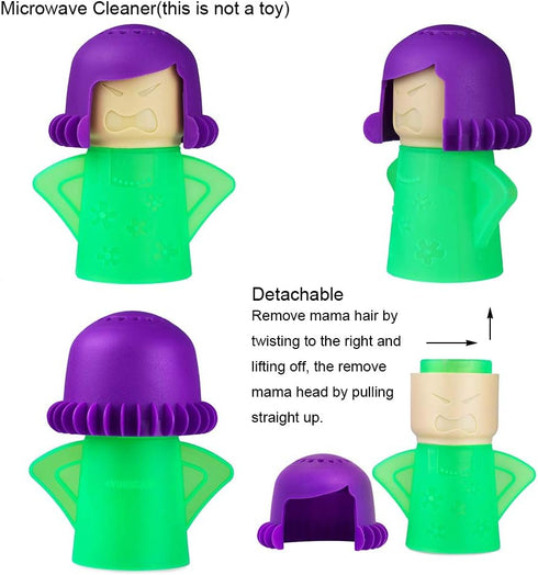 Angry Mom Microwave Cleaner, Mad Mama Microwave Steam Cleaner, Just Add Vinegar and Water, Easily Cleans the Crud in Minutes (Green)...