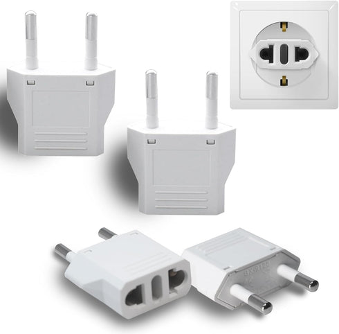 4Pcs European Travel Plug Adapter,Us to Europe Plug Adapter,Easy to Use Fireproof Safe Europe Travel Adapter,Us to EU Plug Adapter for Italy,Franc...