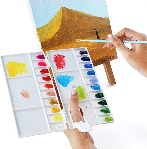 Transon 25wells Compact Paint Palette Box with Lid for Paint Color Mixing...