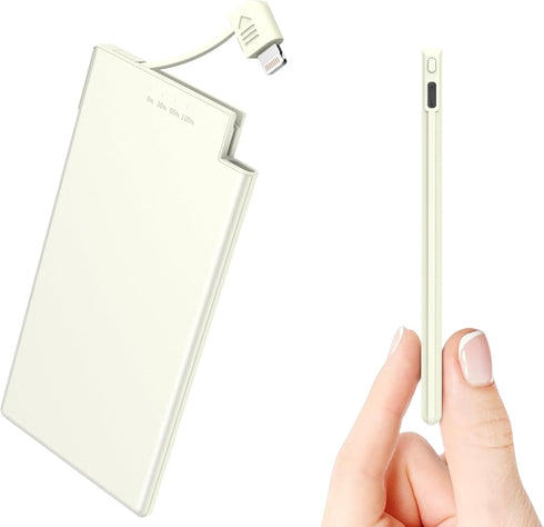 Auskang Portable Charger for iPhone (Not for iPhone 15 Series) with Built in Lightning Cable 5000mAh Slim Power Bank Compatible with iPhone 14/13/...