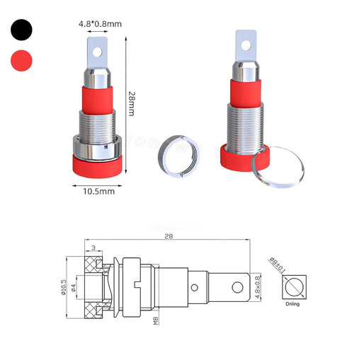 Female Banana Plug Connectors Female Socket Binding Post Adapter for 4Mm Banana Jack Female Panel Mount Speaker Terminal (6 Each in Red and Black)...