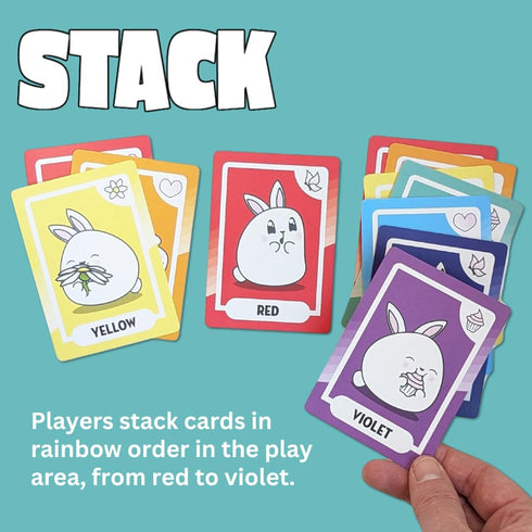 Rainbow Bunny Bop Card Game | Quick & Colorful Travel and Family Games for Kids and Adults | 2-4 Players...