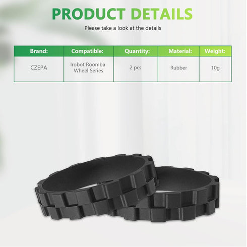 Czepa 2 Parks Tires for Irobot Roomba Wheel Series 500, 600, 700, 800 and 900 e5 e6 i7, Replacement for All IROBOT roomba Models (2 Packs)...