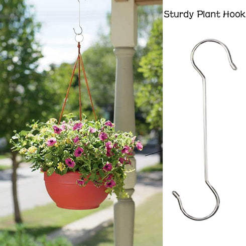 6 Pack Extra Large Heavy Duty Long Outdoor Plant Hanging S Hooks - for Baskets, Bird Feeders, Wind Chimes, Garden Ornaments,Pergola,Closet,Flower ...